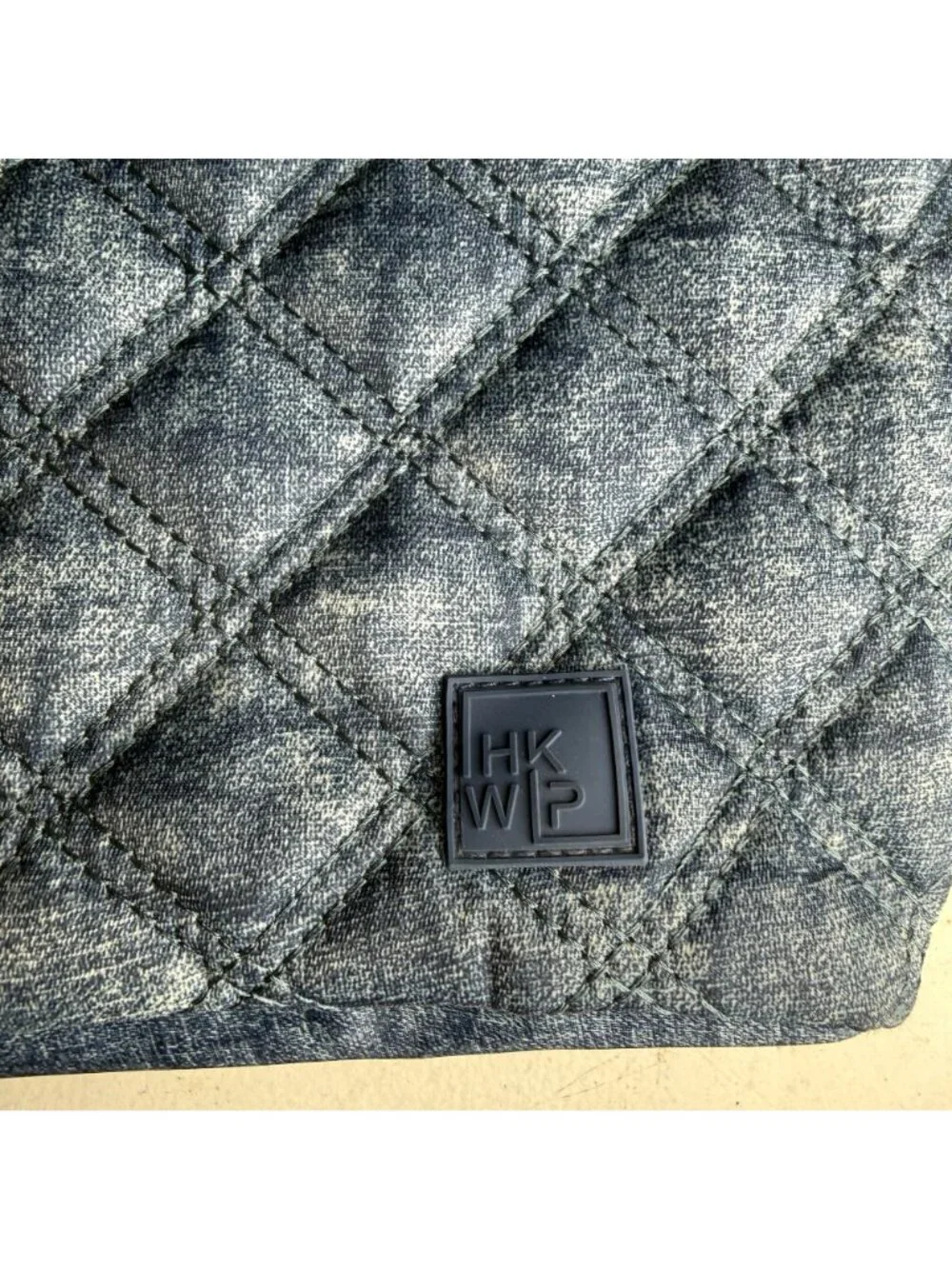IHKWIP Quilted Everyday Shopper Tote Crossbody Strap Nylon Denim Blue Travel